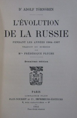 L&amp;#039;&amp;eacute;volution de la Russie pendant les ann&amp;eacute;es 1904-1907 / Dr Adolf T&amp;ouml;rngren foto