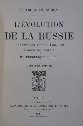 L&#039;&eacute;volution de la Russie pendant les ann&eacute;es 1904-1907 / Dr Adolf T&ouml;rngren