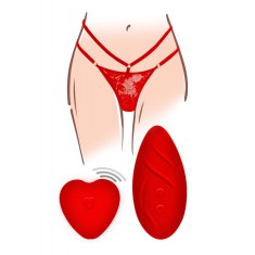 Set Divine Bikini-Vibrator-Telecomanda Wireless 12 Moduri Vibratii Silicon USB Rosu