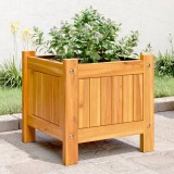 Jardiniera Gradina vidaXL Lemn Acacia 31x31x30cm Maro, Ghiveci Exterior Interior cu Captuseala