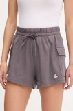 Adidas pantaloni scurți Essentials culoarea violet, uni, high waist, JC5700