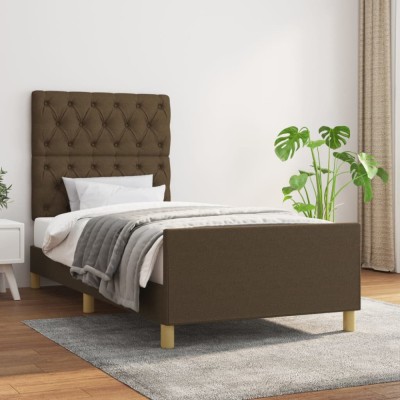 vidaXL Cadru de pat fără saltea, maro &amp;icirc;nchis, 80x200 cm, textil 3125255 foto