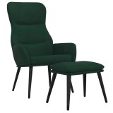 Cumpara ieftin Scaun de relaxare cu taburet, verde inchis, catifea