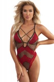 R848-311 Body sexy din plasa fina cu dantela florala, M, S/M
