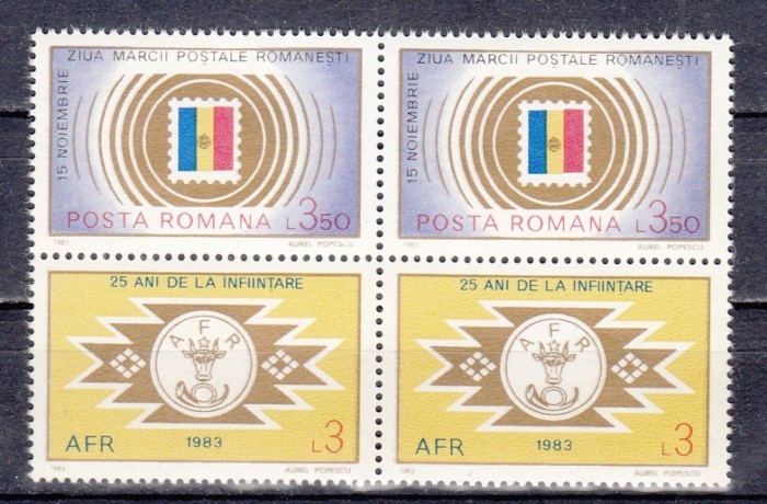 A11 TX10 4 - 1983 - Ziua marcii postale romanesti - perechi de cate doua timbre