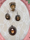 SET vintage interbelic , aur , argint , citrin , autentic vintage