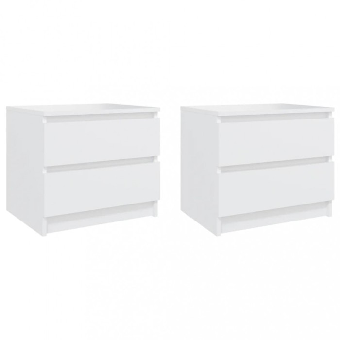 Gossi noptiere, 2 buc., alb, 50x39x43,5 cm, pal