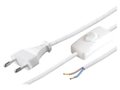 Cablu Alimentare PVC 2x0,75mm2 Alb 2,5m foto