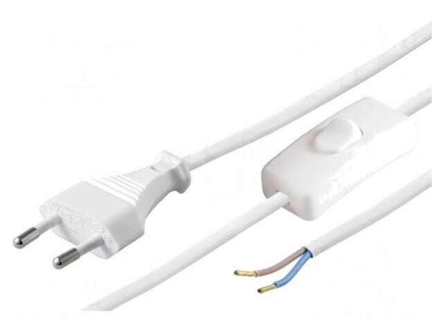 Cablu Alimentare PVC 2x0,75mm2 Alb 2,5m