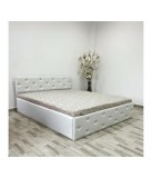 Pat 160x200 Complet Tapitat Milano ALB + Saltea Lux Ortopedica 160x200