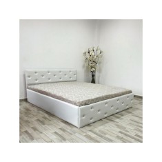 Pat 140x200 Complet Tapitat Milano ALB + Saltea Lux Ortopedica 140x200