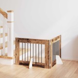 vidaXL Poartă pentru c&acirc;ini cu suporturi 2 pcs Lemn vechi 80 x 60 cm 892131