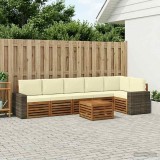 vidaXL Set canapea sectională exterior, lemn masiv acacia, natural crem, modular, gradina terasa