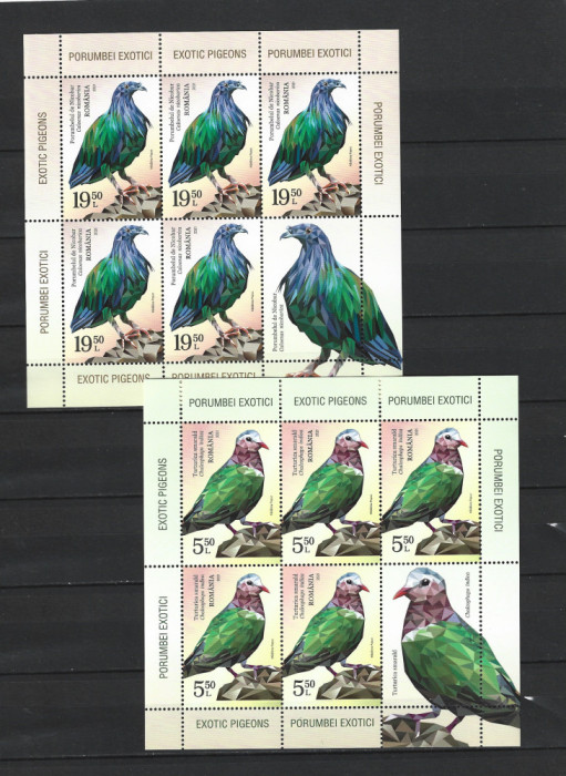 ROMANIA 2021 - PORUMBEI EXOTICI, MINICOLI, MNH - LP 2342