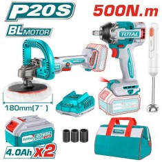 TOTAL - KIT COMBO 20V ( MASINA DE INSURUBAT ,MASINA DE POLISAT, BLENDER) PowerTool TopQuality foto