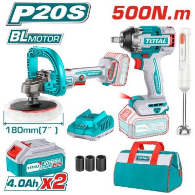 TOTAL - KIT COMBO 20V ( MASINA DE INSURUBAT ,MASINA DE POLISAT, BLENDER) PowerTool TopQuality foto