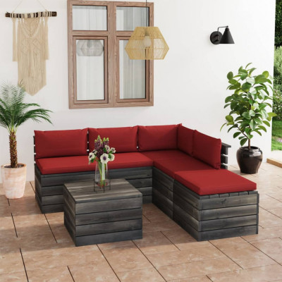 vidaXL Set mobilier grădină paleți cu perne 6 piese lemn de pin foto