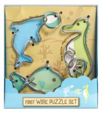 Set 3 puzzle-uri metalice pentru copii - Animale marine