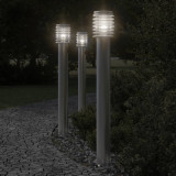 VidaXL Lampă de podea de exterior cu priză, argintiu, 110cm, oțel inox