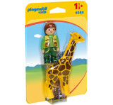 Cumpara ieftin Playmobil 1.2.3, Ingrijitor Zoo cu girafa