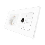 Luxion priză Schuko dublă cu priză TV/internet, alb, &icirc;ncastrat