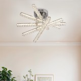 Lustra LED cu telecomanda LUELLA 64W 5 Elemente, Liniara, lumina Rece/Calda/Neutra, Dimabila, Argintiu ModernLight Concept