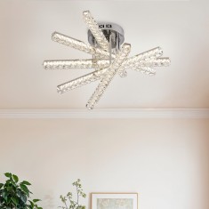 Lustra LED cu telecomanda LUELLA 64W 5 Elemente, Liniara, lumina Rece/Calda/Neutra, Dimabila, Argintiu ModernLight Concept