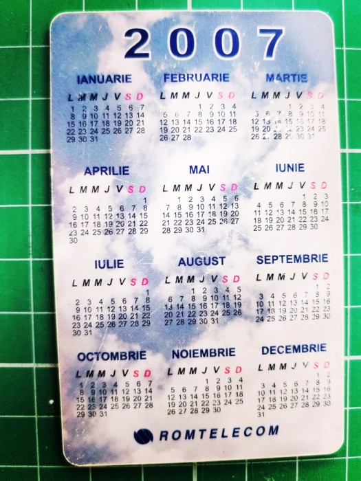 Cartela telefonica Romtelecom 10 lei Anotimpuri vegetatie puzzle X6CMV7 100.000 unitati expira 01.01.2009 Calendar 2007 martie julit
