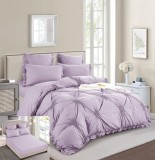 Cumpara ieftin Lenjerie Pat Finet Cu Inimioare Kalina Fl006, Bumbac, 4 Piese, Cu Elastic, Lila