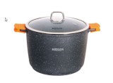 Cumpara ieftin Oala Granit Bohmann 7.5L, 28cm, Marmorat, Capac Sticla, Inductie