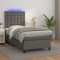 vidaXL Pat cu arcuri, saltea și LED, gri, 90x190 cm, piele ecologică 3135919