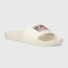 Tommy Jeans papuci TJM ARCHIVE GAMES POOL SLIDE barbati, culoarea alb, EM0EM01483