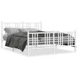 Cumpara ieftin Cadru de pat metalic cu tablie, alb, 150x200 cm