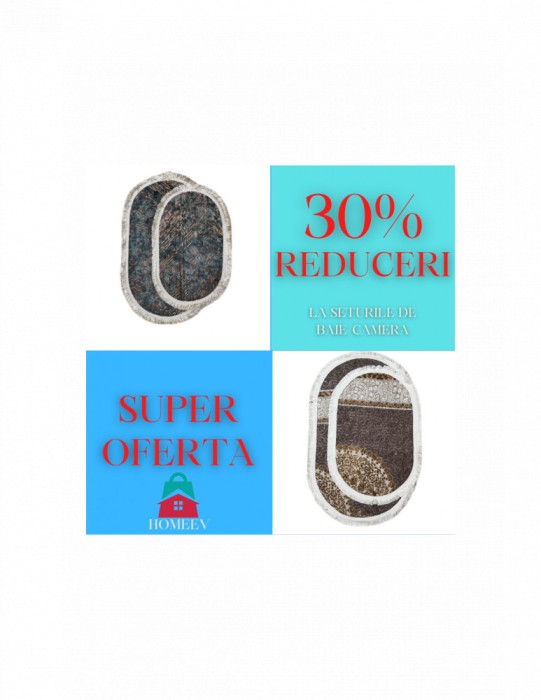 Pachet set covoare antiderapante cu modele in nuante de maro si verzi cu accent maro