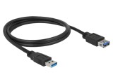 Cablu USB A DELOCK 1m Negru Mufă Aurită 24AWG 28AWG Cod 85054