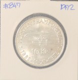 Suedia, Sweden, 10 Kronor - Gustaf VI Adolf Birthday ,KM#847, argint, mare