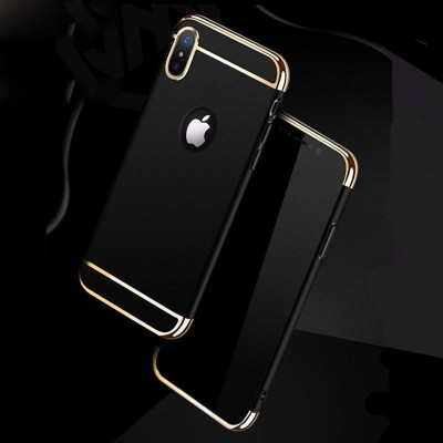 Husa Apple iPhone X, Elegance Luxury 3in1 Negru foto