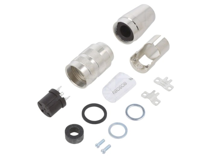 Conector M16 mamă, 3 pini, drept