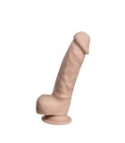 Dildo Thermo Reactive Silicon cu Memorie Dubla Densitate, Natural, 17.8 cm