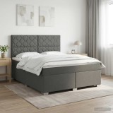 Cumpara ieftin Pat boxspring cu saltea Gri inchis 160 x 200 cm Tesatura
