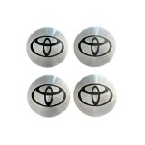 Set 4 capace roti 57mm exterior, 54mm interior Toyota Argintii compatibil/inlocuitor janta aliaj