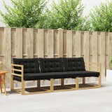 vidaXL Set de canapele de exterior cu pernă 3 pcs Alb și negru 3388362