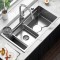 Set Chiuveta Bucatarie Inox, Cuva Universala cu Dop Scurgere, Spalator Pahare, Negru Grafit, 75x45X21cm ModernLight Concept