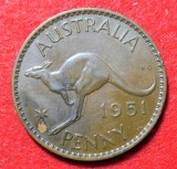 AUSTRALIA - 1 Penny 1951 km#43 - George VI - Varianta fara "IND:IMP" - Monetaria din Londra (383)