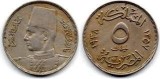 Egipt 1938 - 5 milliemes, circulata
