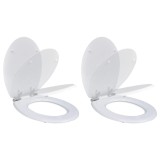 Set 2 Capace WC VidaXL MDF Alb, &Icirc;nchidere Silențioasă, Balamale Crom-Zinc Ajustabile, Universal 45x36cm