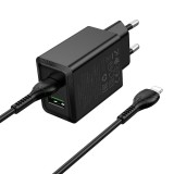 Cumpara ieftin Incarcator Hoco 30W USB-A + USB-C cu Cablu USB-C la USB-C N71 Negru