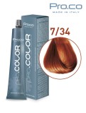 Vopsea de par profesionala PRO.COLOR 100 ml - Pro.Co - 7/34 BLOND AURIU ARAMIU