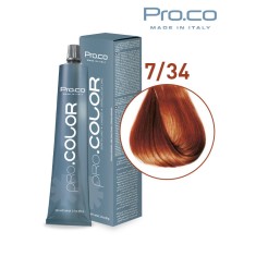 Vopsea de par profesionala PRO.COLOR 100 ml - Pro.Co - 7/34 BLOND AURIU ARAMIU