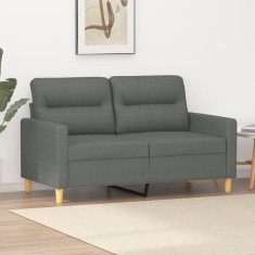 vidaXL Canapea cu 2 locuri, gri &icirc;nchis, 120 cm, material textil
